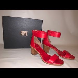 Frye red strap heels. Brand new.